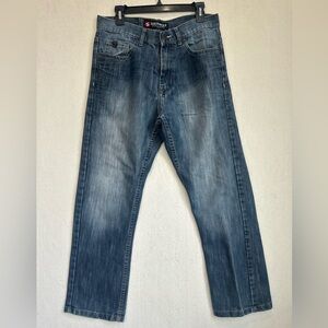 South Pole Men's Faded Blue Straight Jeans Sz 32 x 30 Baggy Grunge Skater